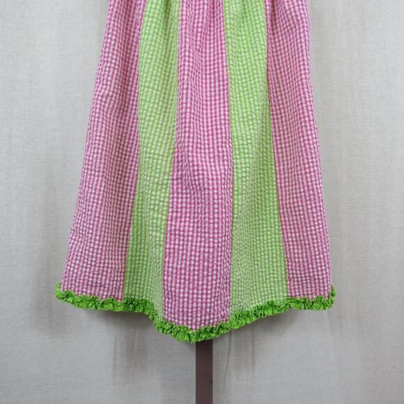 Emily Rose Girls Size 6 Watermelon Pink and Green Gingham Print Dress Ruffles - Picture 2 of 5